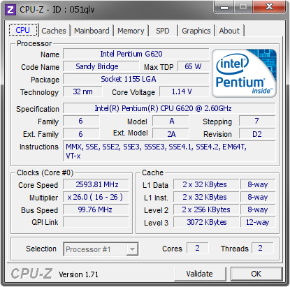 screenshot of CPU-Z validation for Dump [051qlv] - Submitted by  StingerYar  - 2015-03-04 14:03:35