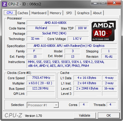 screenshot of CPU-Z validation for Dump [066cs2] - Submitted by  Aliover  - 2014-09-12 21:09:48