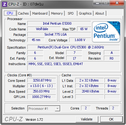 screenshot of CPU-Z validation for Dump [07dw1u] - Submitted by  mattdj  - 2015-06-23 19:06:16