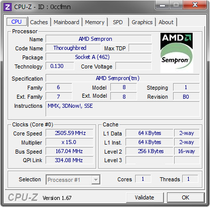 screenshot of CPU-Z validation for Dump [0ccfmn] - Submitted by  Ribeirocross  - 2013-12-13 11:12:32