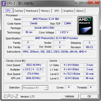 screenshot of CPU-Z validation for Dump [0dsr5u] - Submitted by  Maedhros  - 2015-07-19 16:07:00
