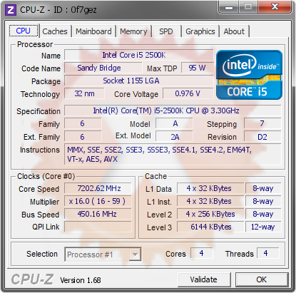 screenshot of CPU-Z validation for Dump [0f7gez] - Submitted by  HOMEPCWIN8  - 2014-01-20 23:01:48