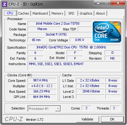 screenshot of CPU-Z validation for Dump [0g9l1m] - Submitted by  GBEN  - 2015-06-11 06:06:29