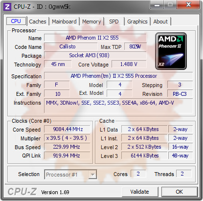 screenshot of CPU-Z validation for Dump [0gww5k] - Submitted by  XtremeCuztoms  - 2014-03-22 18:03:37