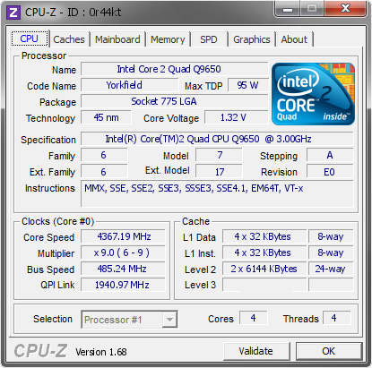 screenshot of CPU-Z validation for Dump [0r44kt] - Submitted by  1BadMoJoe  - 2014-02-02 09:02:37