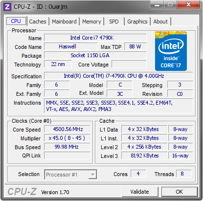 screenshot of CPU-Z validation for Dump [0uerjm] - Submitted by  Puck-PC  - 2014-07-18 21:07:15