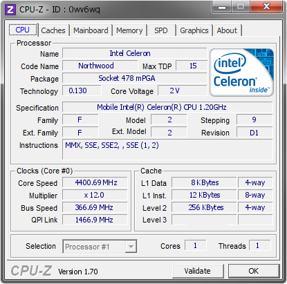 screenshot of CPU-Z validation for Dump [0wv6wq] - Submitted by  zafiropo  - 2014-09-12 17:09:25
