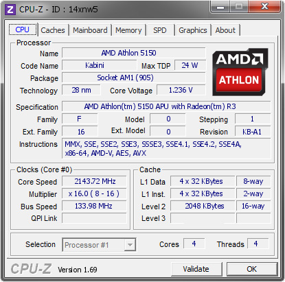 screenshot of CPU-Z validation for Dump [14xnw5] - Submitted by  FlanK3r - aircooled  - 2014-04-14 21:04:50