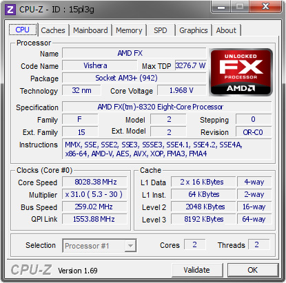 screenshot of CPU-Z validation for Dump [15pl3g] - Submitted by  tiborrr of OC-Lab.si  - 2014-04-17 21:04:34