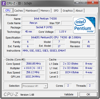 screenshot of CPU-Z validation for Dump [1clxjn] - Submitted by  Lippokratis  - 2014-02-21 17:02:58