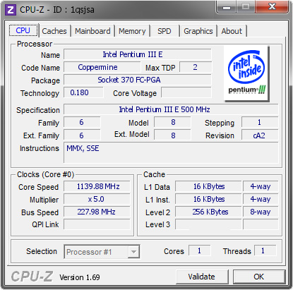 screenshot of CPU-Z validation for Dump [1qsjsa] - Submitted by  delly  - 2014-06-26 15:06:34