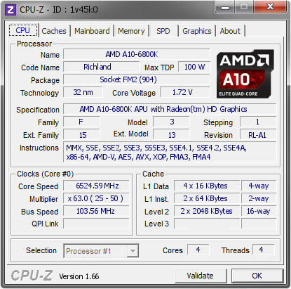 screenshot of CPU-Z validation for Dump [1v45k0] - Submitted by  The Mutt  - 2013-10-01 01:10:40