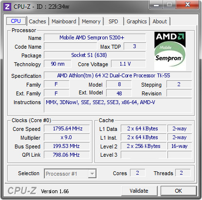 screenshot of CPU-Z validation for Dump [22k34w] - Submitted by  stivut  - 2013-10-06 21:10:10