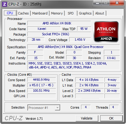 screenshot of CPU-Z validation for Dump [25z6hj] - Submitted by  GAMING  - 2014-11-06 01:11:20