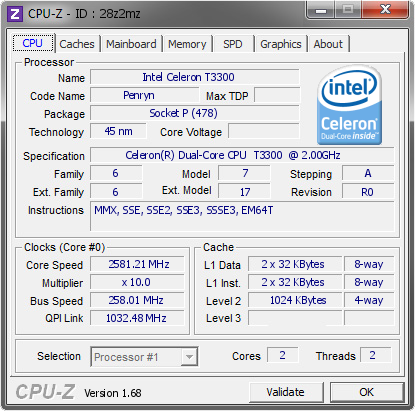 screenshot of CPU-Z validation for Dump [28z2mz] - Submitted by  Lippokratis  - 2014-02-20 20:02:53