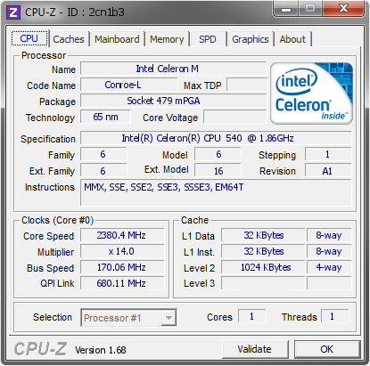 screenshot of CPU-Z validation for Dump [2cn1b3] - Submitted by  Lippokratis  - 2014-02-21 17:02:45