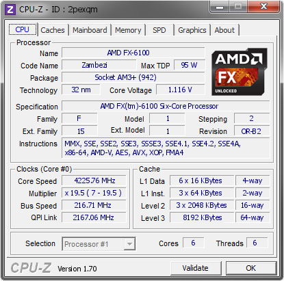 screenshot of CPU-Z validation for Dump [2pexqm] - Submitted by  ComicHUN  - 2014-07-26 22:07:03