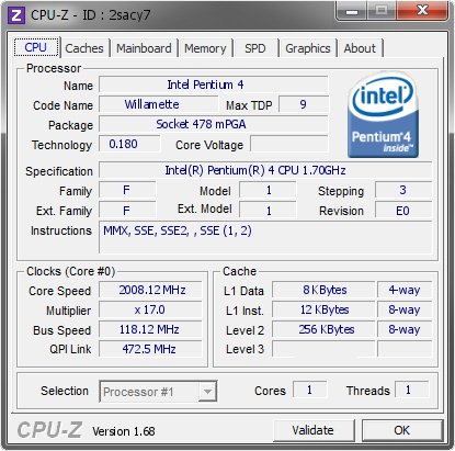 screenshot of CPU-Z validation for Dump [2sacy7] - Submitted by  bossmac  - 2014-02-20 01:02:36