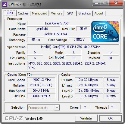 screenshot of CPU-Z validation for Dump [2xudus] - Submitted by  Johni5  - 2014-09-29 23:09:23