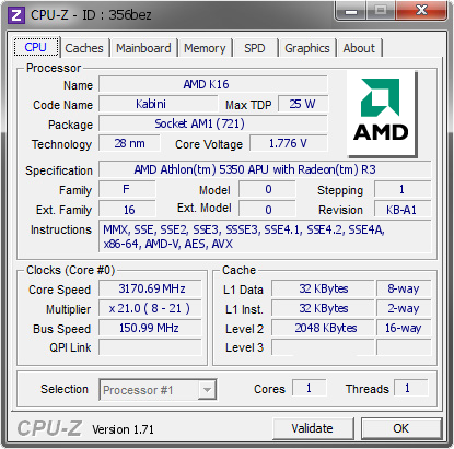 screenshot of CPU-Z validation for Dump [356bez] - Submitted by  delly  - 2014-11-25 17:11:33