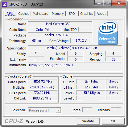screenshot of CPU-Z validation for Dump [387v1q] - Submitted by  Bartleby for Syndrome-OC.net  - 2013-10-14 20:10:52