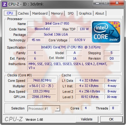 screenshot of CPU-Z validation for Dump [3dy8mk] - Submitted by  TRECAA-PC  - 2014-03-06 11:03:59
