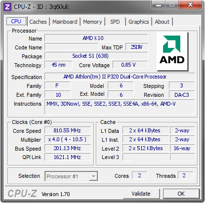 screenshot of CPU-Z validation for Dump [3q60uk] - Submitted by  gigioracing  - 2015-02-12 22:02:28