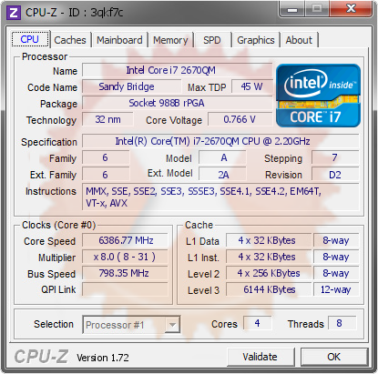 screenshot of CPU-Z validation for Dump [3qkf7c] - Submitted by  ALAN-PC  - 2015-07-04 22:07:22