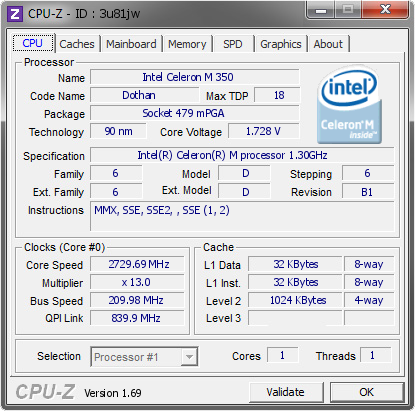 screenshot of CPU-Z validation for Dump [3u81jw] - Submitted by  macsbeach98  - 2014-06-19 04:06:26