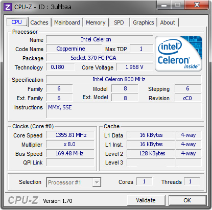 screenshot of CPU-Z validation for Dump [3uhbaa] - Submitted by  sburnolo  - 2014-10-26 08:10:00