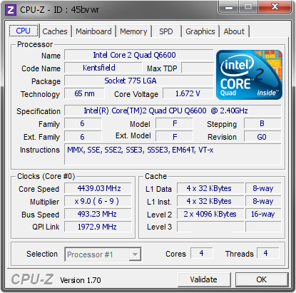 screenshot of CPU-Z validation for Dump [45bvwr] - Submitted by  sburnolo  - 2015-04-14 19:04:56