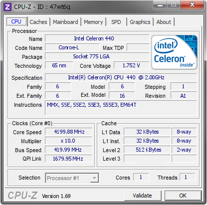 screenshot of CPU-Z validation for Dump [47wt6q] - Submitted by  johni5  - 2014-06-27 19:06:40