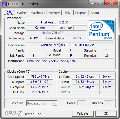 screenshot of CPU-Z validation for Dump [4bfnr0] - Submitted by  Martinit01  - 2015-03-20 19:03:00