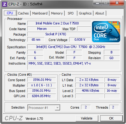 screenshot of CPU-Z validation for Dump [5dwfn4] - Submitted by  wangruisheng  - 2014-10-06 19:10:18