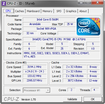 screenshot of CPU-Z validation for Dump [5furwb] - Submitted by  StingerYar  - 2014-11-12 19:11:40