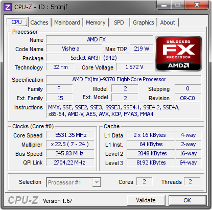 screenshot of CPU-Z validation for Dump [5htnjf] - Submitted by  solaufein  - 2013-10-31 02:10:41