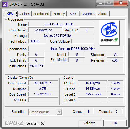 screenshot of CPU-Z validation for Dump [5q4x3u] - Submitted by  trodas PIII  - 2013-10-03 01:10:56