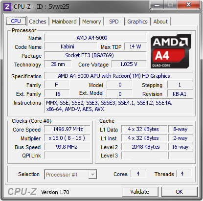 screenshot of CPU-Z validation for Dump [5vwe25] - Submitted by  CHRIS_666  - 2014-09-16 20:09:49