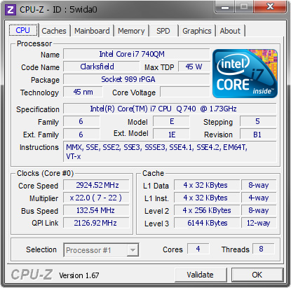 screenshot of CPU-Z validation for Dump [5wida0] - Submitted by  Antinomy  - 2014-02-27 06:02:35
