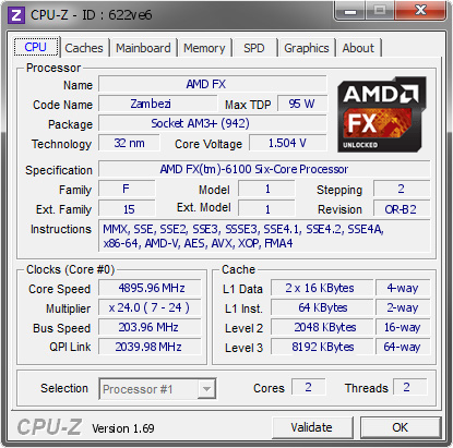 screenshot of CPU-Z validation for Dump [622ve6] - Submitted by  SpeedyFireCyclone  - 2014-04-14 16:04:10