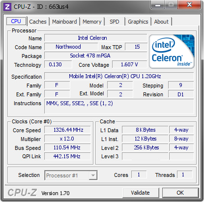 screenshot of CPU-Z validation for Dump [663us4] - Submitted by  ludek111  - 2014-09-23 22:09:46
