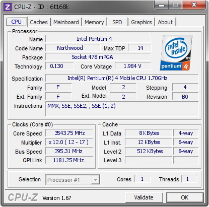 screenshot of CPU-Z validation for Dump [6t168k] - Submitted by  SPARKEY247  - 2013-12-31 06:12:41