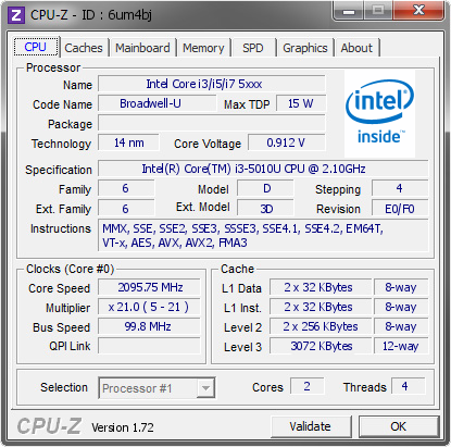screenshot of CPU-Z validation for Dump [6um4bj] - Submitted by  ROY  - 2015-05-03 14:05:02
