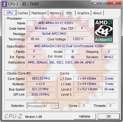 screenshot of CPU-Z validation for Dump [791lif] - Submitted by  naoki yokoyama  - 2014-04-16 04:04:47