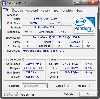 screenshot of CPU-Z validation for Dump [7dwzi0] - Submitted by  Lippokratis  - 2013-09-30 21:09:06