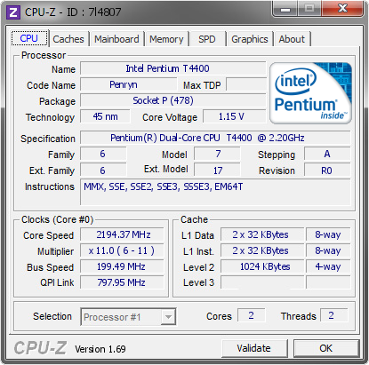 screenshot of CPU-Z validation for Dump [7l4807] - Submitted by  GBN  - 2014-06-02 21:06:07