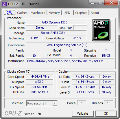 screenshot of CPU-Z validation for Dump [8wdi9i] - Submitted by  FARID  - 2014-10-05 14:10:08