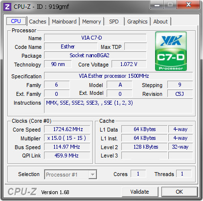screenshot of CPU-Z validation for Dump [919gmf] - Submitted by  vipernet  - 2014-03-08 23:03:55