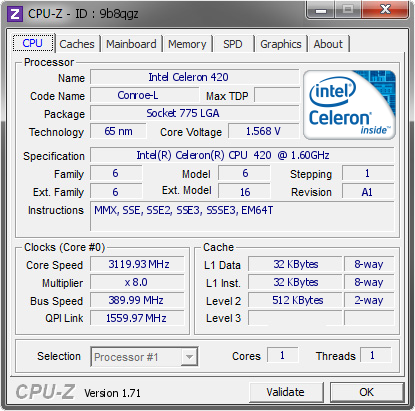 screenshot of CPU-Z validation for Dump [9b8qgz] - Submitted by  PapaSmurf  - 2015-01-16 03:01:47