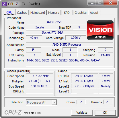 screenshot of CPU-Z validation for Dump [9wcfxu] - Submitted by  delly  - 2014-01-20 14:01:26